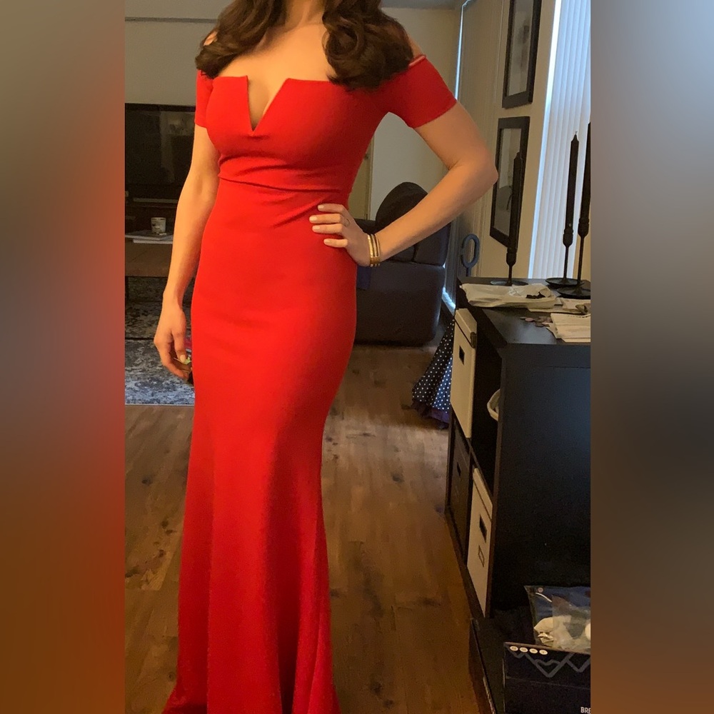 Elegant Off-Shoulder Red Dress